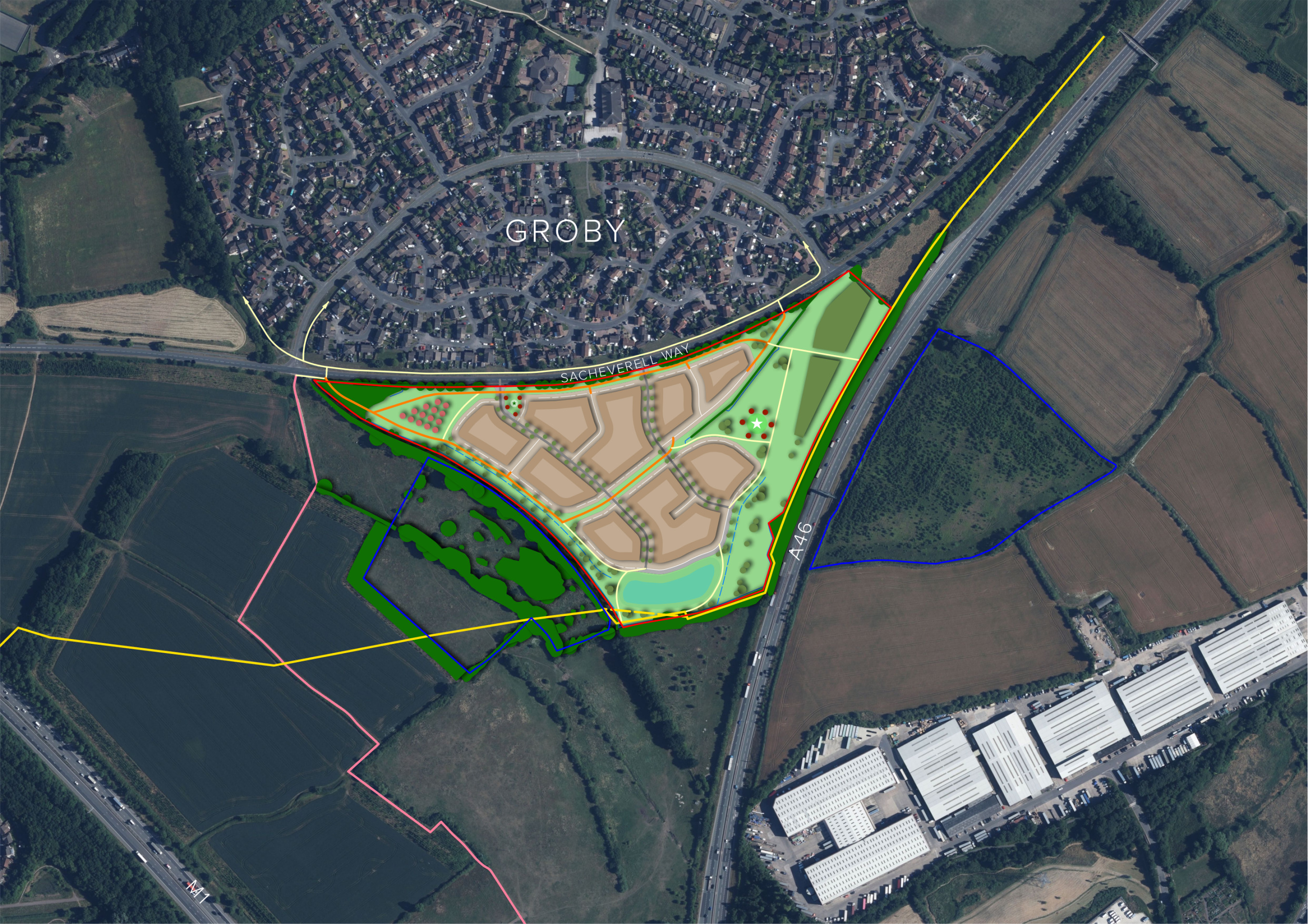 Illustrative outline layout of the proposed new neighbourhood